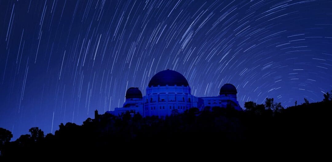 astrotourism - night sky with stars at observatory