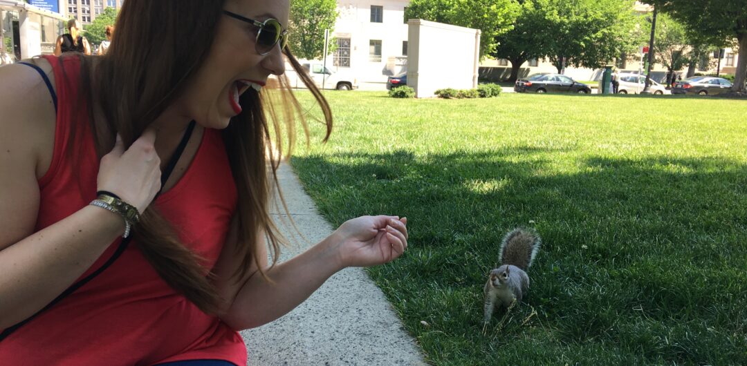 Feeding the squirrels in Washington, D.C.