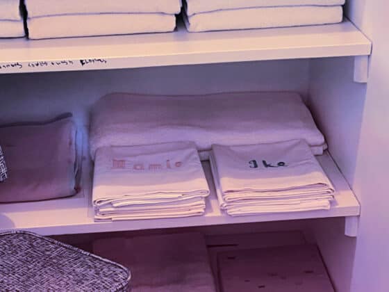 Eisenhower National Historic Site Mamie and Ike embroidered pillow cases in linen closet