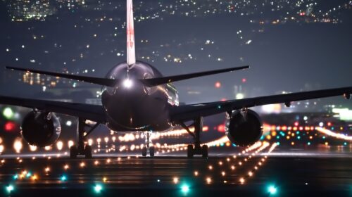 Top US Airports - airplane at night