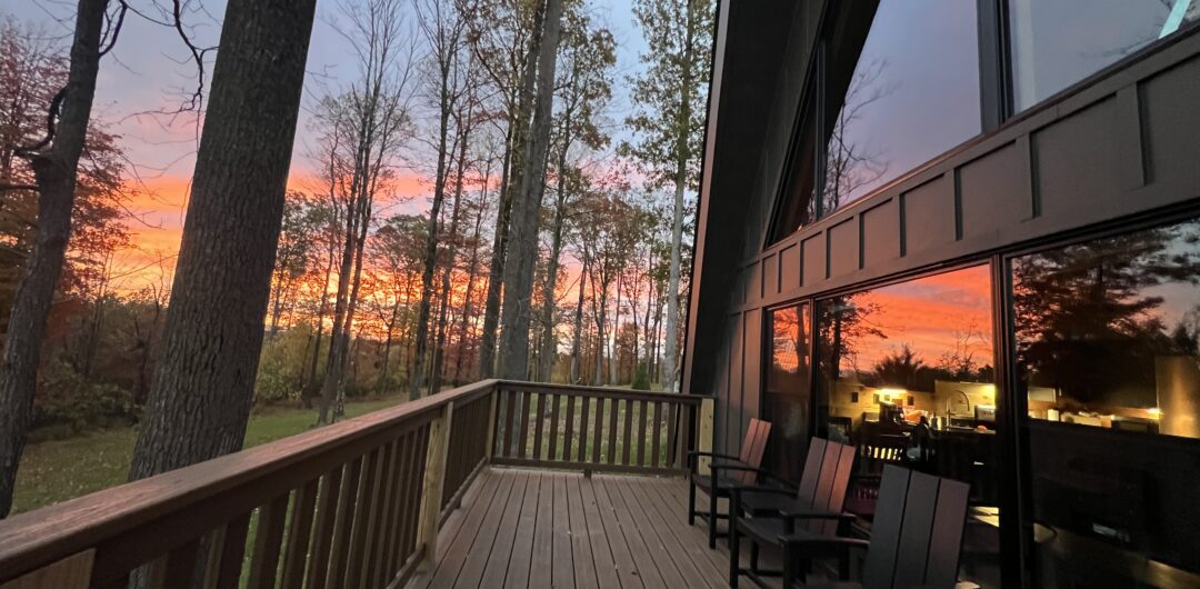 Coopers Rock Stargazing Cabins: A Luxurious New Way to Experience the West Virginia Night Sky 1 Coopers Rock Stargazing Cabins back patio area at sunrise