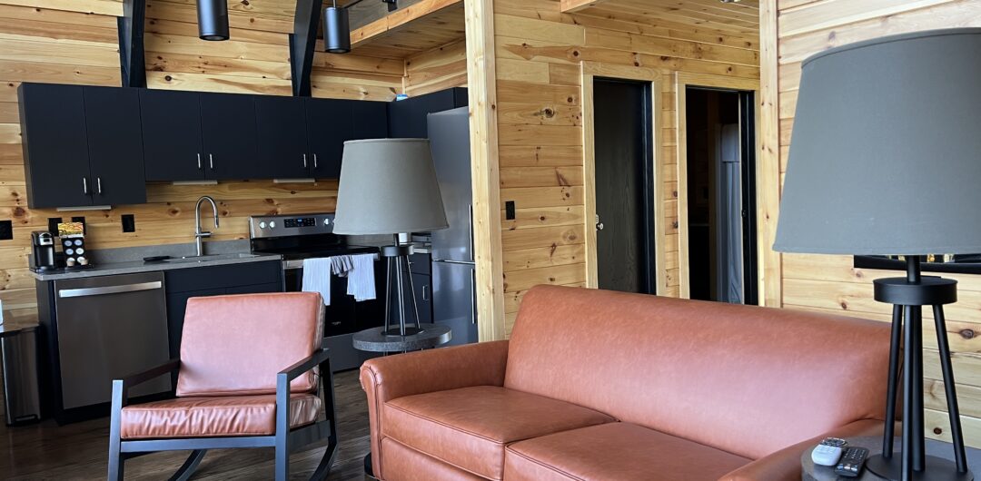 Coopers Rock Stargazing Cabins: A Luxurious New Way to Experience the West Virginia Night Sky 3 Coopers Rock Stargazing Cabins - living and kitchen area