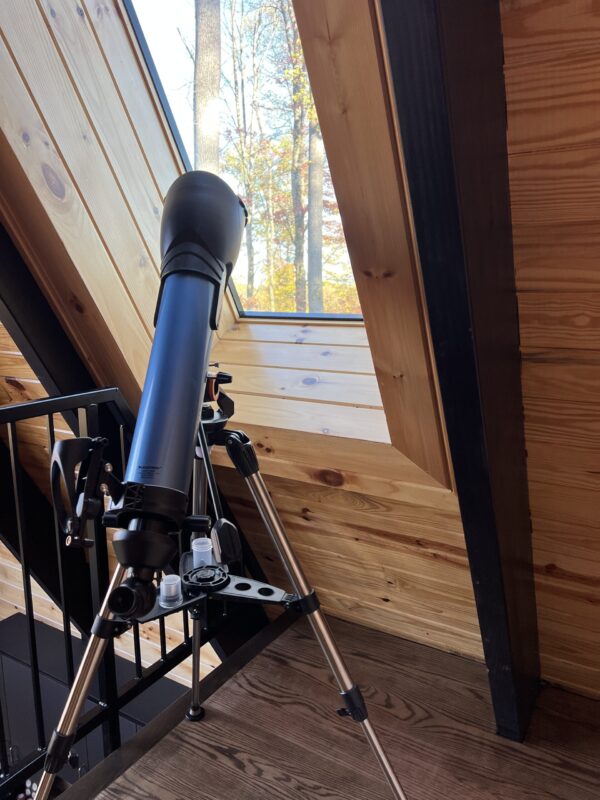 Coopers Rock Stargazing Cabins: A Luxurious New Way to Experience the West Virginia Night Sky 4 Telescope in the upstair's window. Image Credit: Karyn Locke