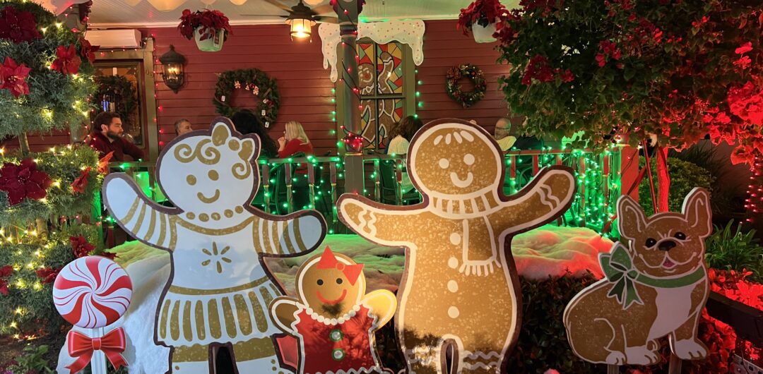 rose villa restaurant ormond beach - gingerbread fantasy statues outside